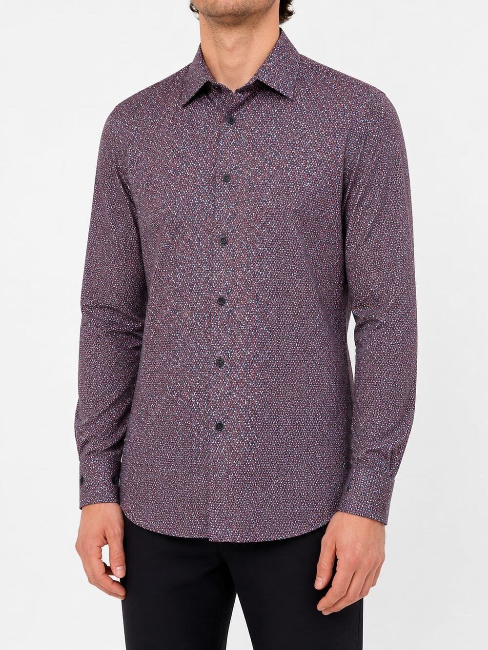HUGO BOSS HUGO Men's Extra Slim Fit Long Sleeve Geometric Print Shirt 15.5 / 39